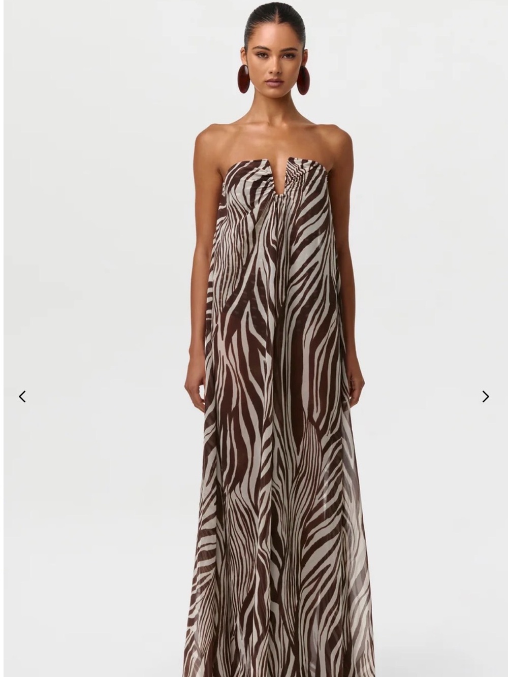 Naked Wardrobe Brown and Ivory Zebra-Print Strapless Jumpsuit